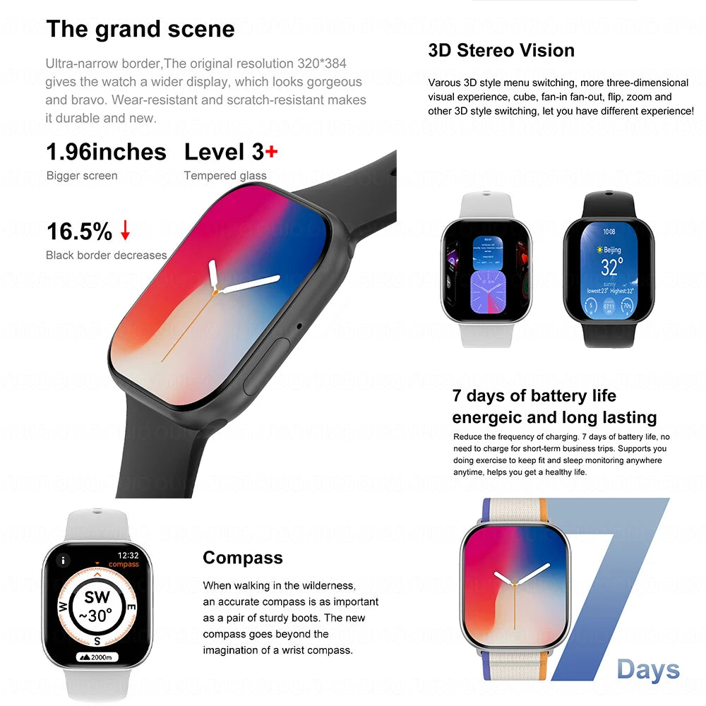 New For Apple 2025 DT Watch 10 Smart Watch Men HD AMOLED 4GB Memory Music 3D Surround Bluetooth Call Waterproof Smartwatch Woman