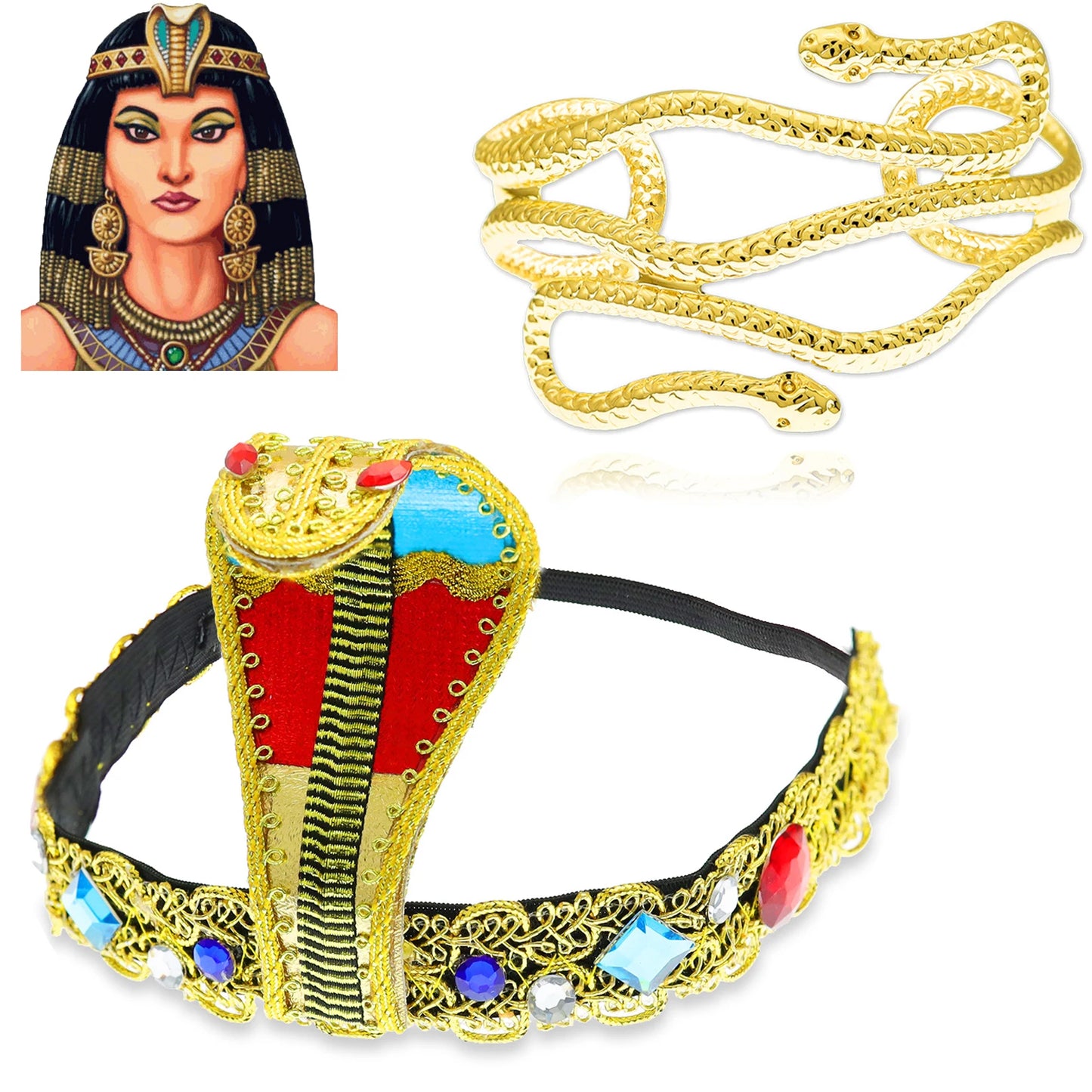 Women Snake Earring Bracelet Jewelry Cleopatra Queen of Egypt