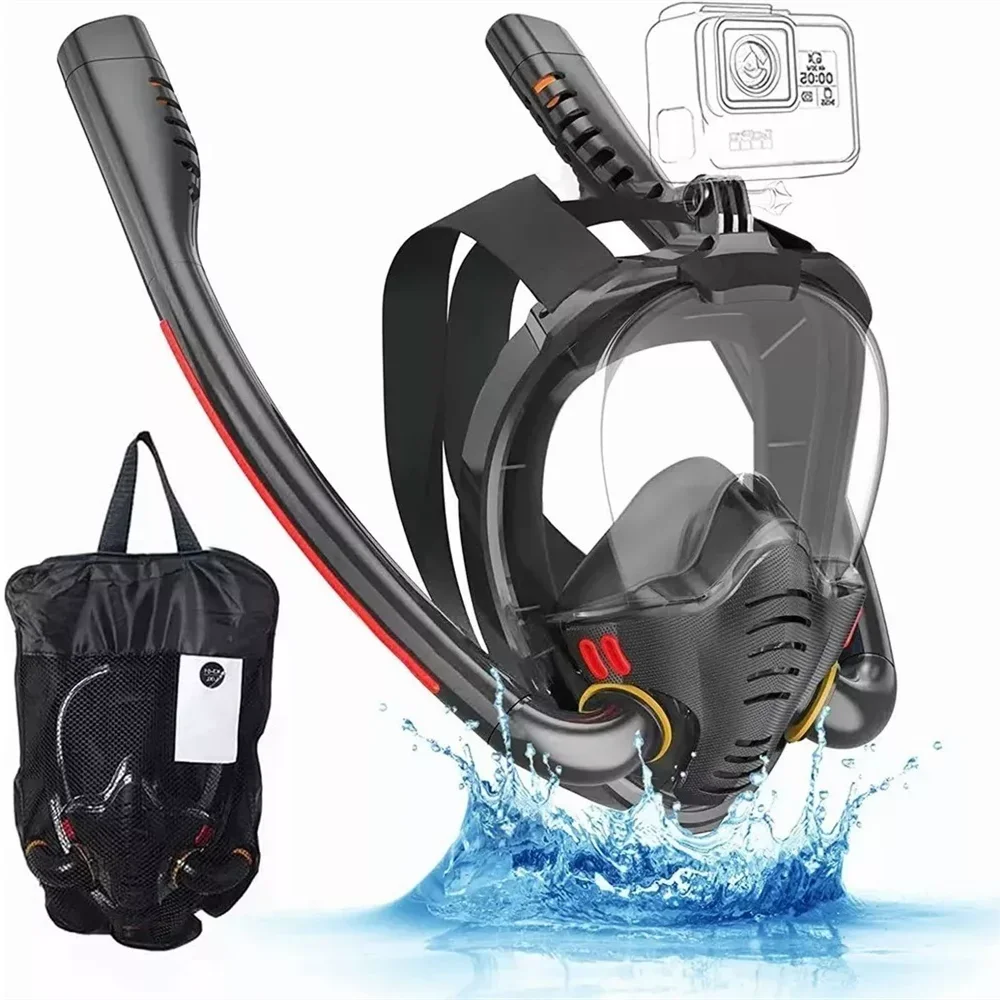 Snorkeling Mask Double Tube Silicone Full Dry Diving Underwater Breathing