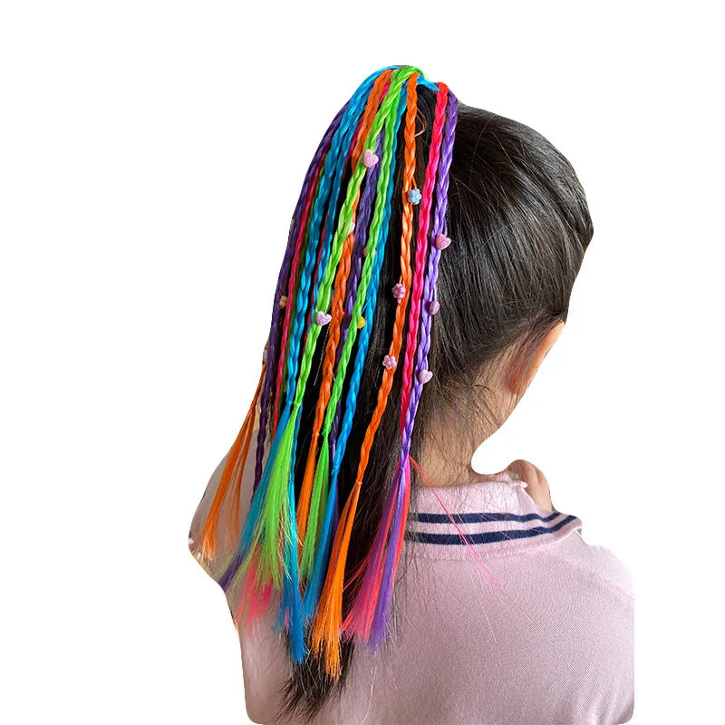 New Girls Colorful Wigs Ponytail Headbands Rubber Bands Beauty Hair Bands