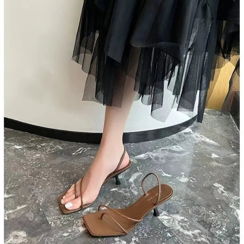 Women Thin Belt Square Wear Summer sandals