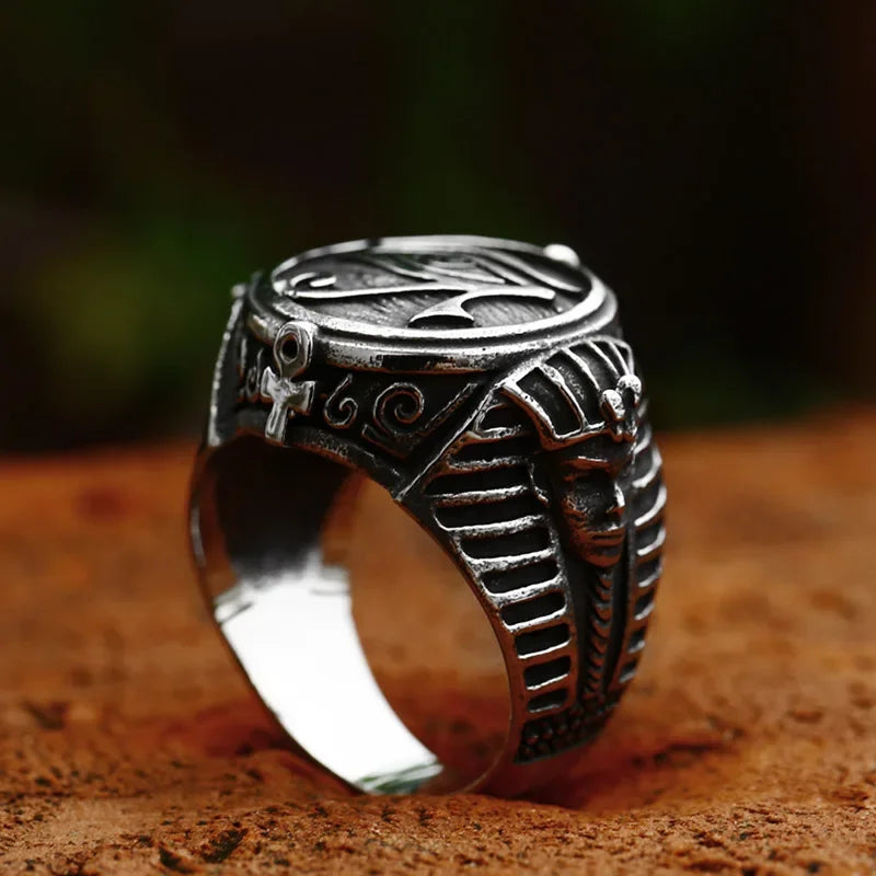 Ancient Elegance: Eye of Horus Steel Ring