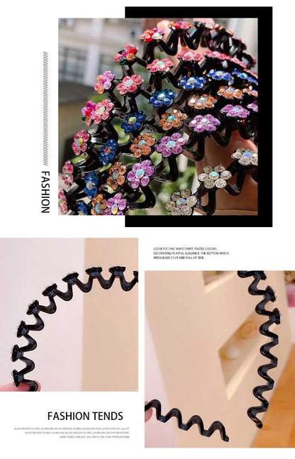 New Non-slip Rhinestone Headbands Solid Wave Hairbands for Women Girls