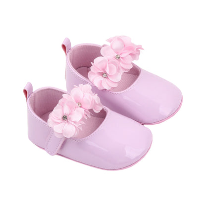 lovely dress shoes 0-15 months  Flower Decore Leather Flats Shoes. fashion and comfortable (Non-Slipper)