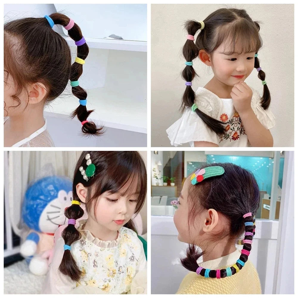 Colorful Basic Nylon Elastic Hair Ties for Girls - 20/50/100pcs