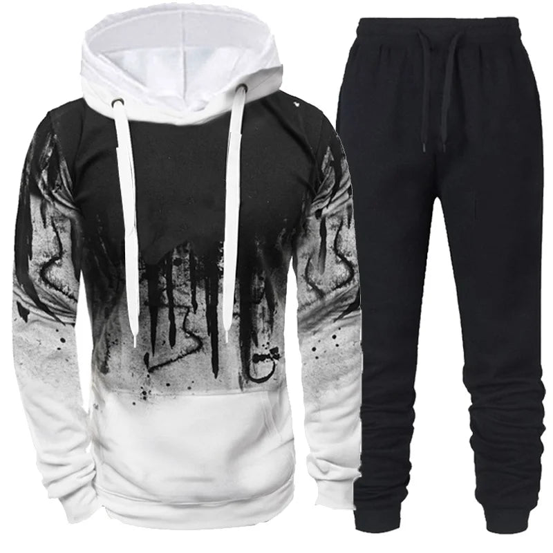 Autumn Winter Trending Tracksuits Men Camouflage Hoodie + Pant 2 Piece Set Sports Wear 3d Ink Jogging Suits