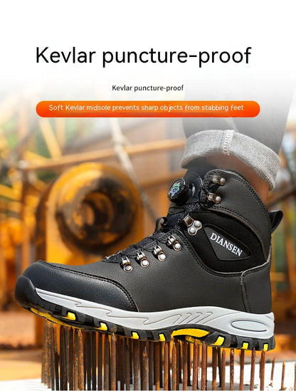 Safety Shoes Men Work Sneakers Rotating Button Indestructible Shoes Puncture-Proof Protective Shoes Work Boots Steel Toe