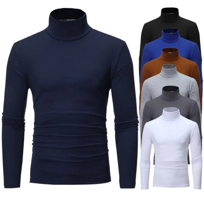 Thermal Underwear Tops Men Winter & Autumn Clothes High Neck Thin Slim Fit Long Sleeve T-shirt