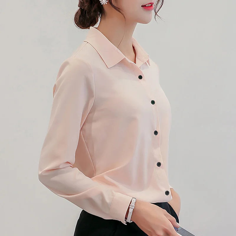 style Women Chiffon Blouse for Office Career  2025 Casual Long Sleeve