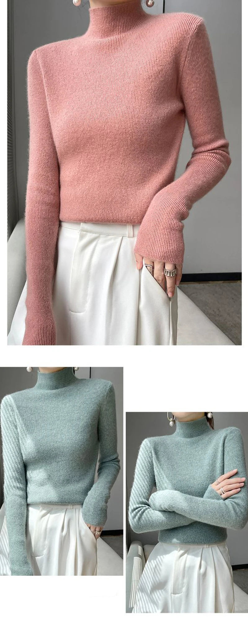 Solid Color Slim Fit Knit Sweater