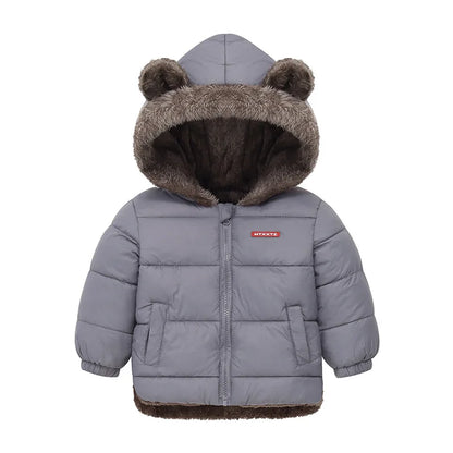 Baby Boys Girls Jacket Hooded Cotton Outerwear Children's Thick Fleece Coat