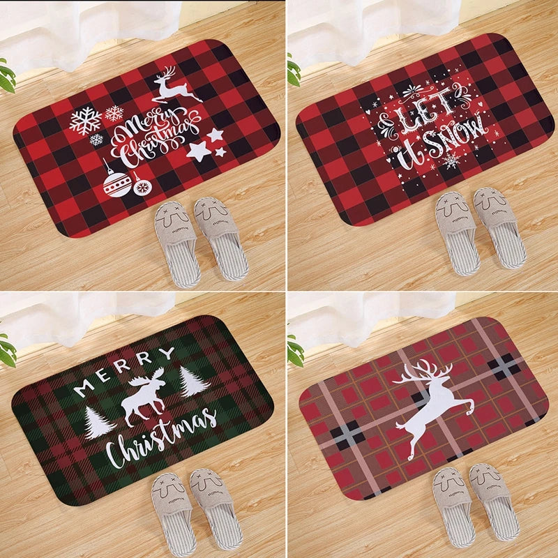 Merry Christmas Decorations for Home Elk Doormat Navidad Ornament New Year 2025 Gifts Xmas Party Decor Natal Noel 2024 Rug Mat