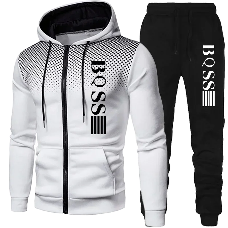 family Men and women Clothing Spotted Sweatshirt Suit Hoodie and Pants Suit Fashion 2025  Winter Clothes New Two Piece Set