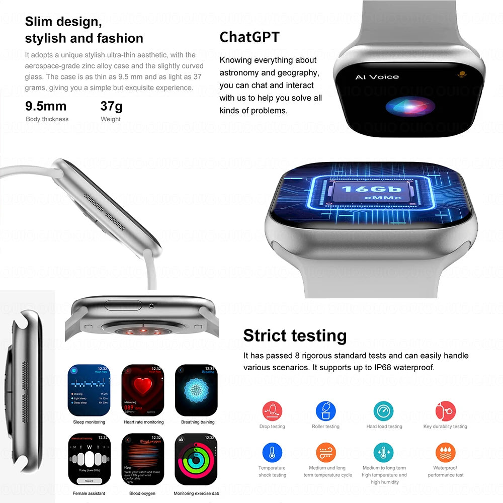 New For Apple 2025 DT Watch 10 Smart Watch Men HD AMOLED 4GB Memory Music 3D Surround Bluetooth Call Waterproof Smartwatch Woman