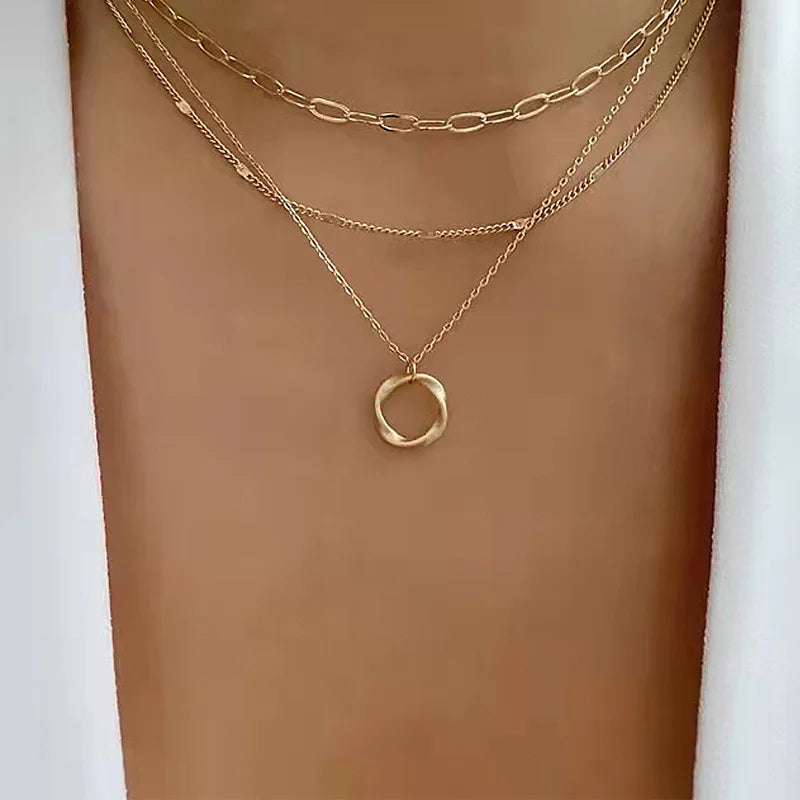 Necklace for Women Girls Circle Pendant for Gifts