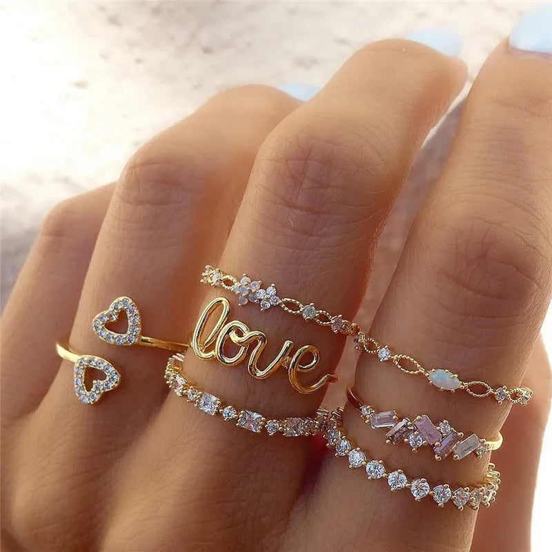 Modyle Boho Gold Color Heart Women Rings