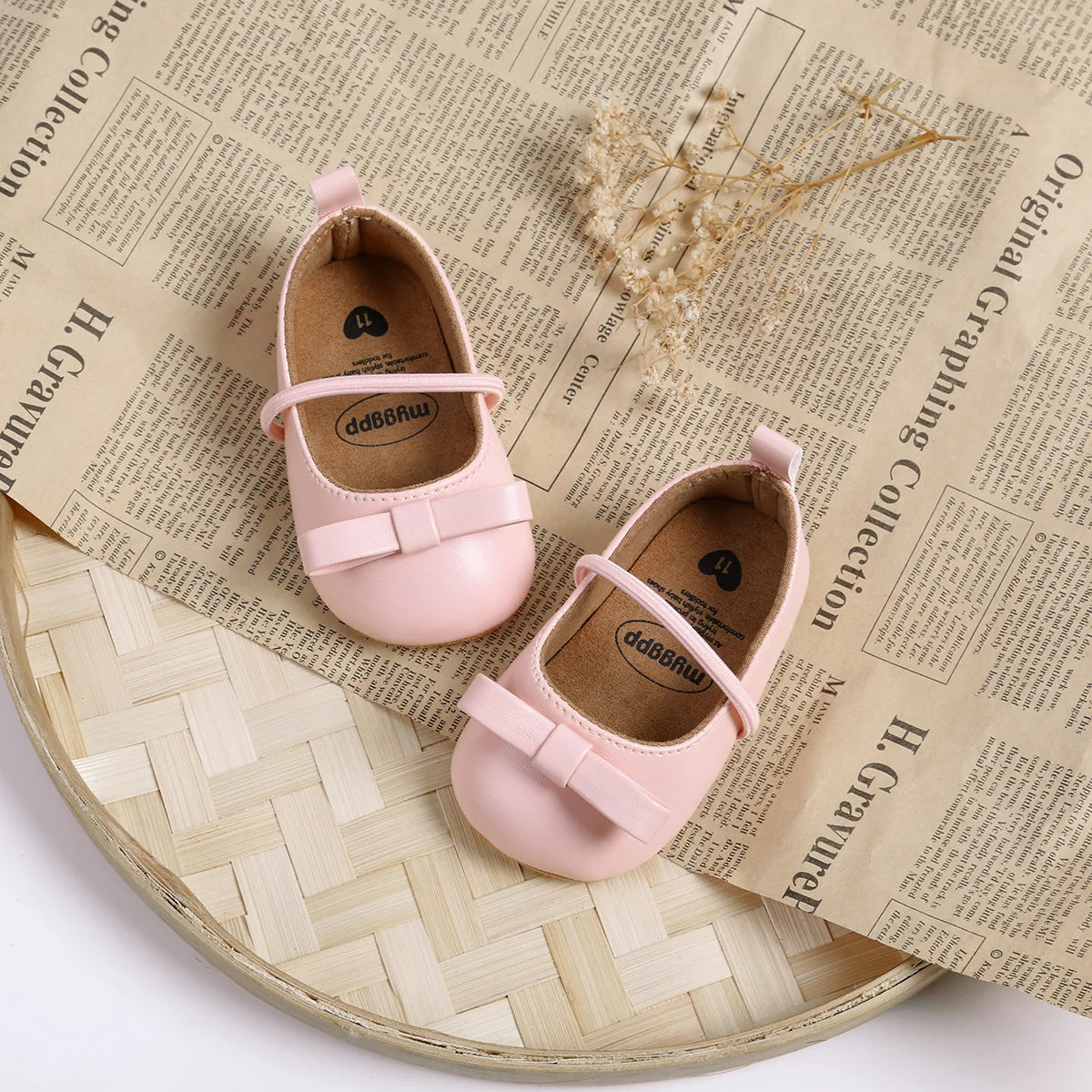 Dress Shoes Bowknot Princess Wedding Party Flats For Girls Baby 0-18 months (Non-Slipper)