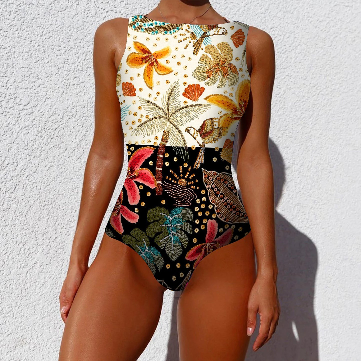 Classic Printed One-piece Suit Beach Wear For Female 2025 style for beach and swimming pool