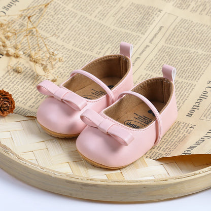 Dress Shoes Bowknot Princess Wedding Party Flats For Girls Baby 0-18 months (Non-Slipper)