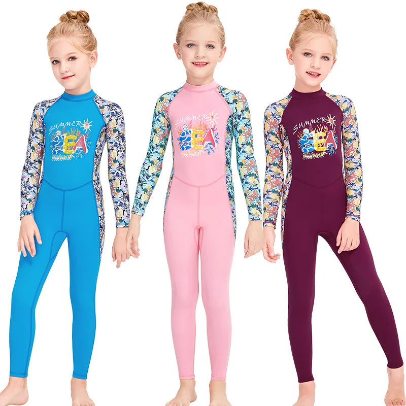 UV Protective Long Sleeve Swimwear for Girls (2-12 Years)