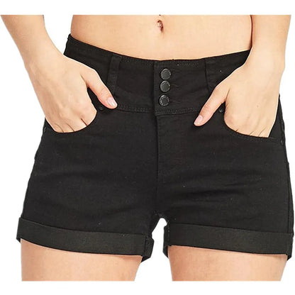 Women's New Summer Fashion Waistband Denim Stretch Fabric Shorts Casual Versatile Street Shorts