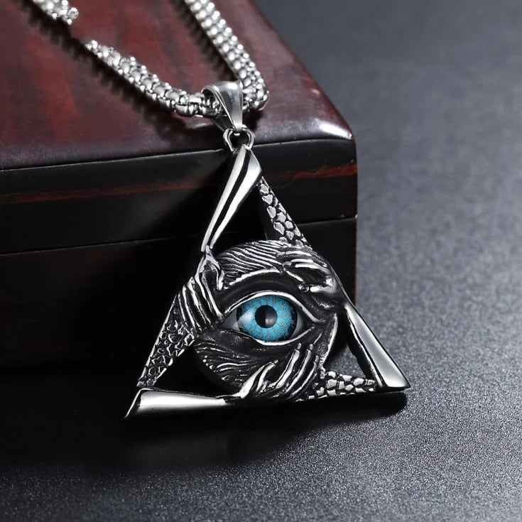 New Style Ancient Egyptian Pyramid with Huras the God Eye Pendant Necklace Men's Trend