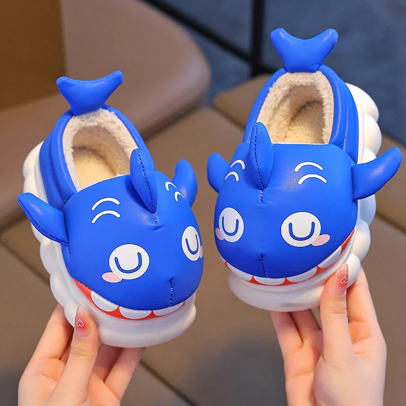 Boys and girls warm at new Winter Cute Shark Waterproof Cover Heel Fluffy