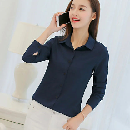 style Women Chiffon Blouse for Office Career  2025 Casual Long Sleeve