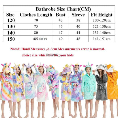 Boys Girls Sleepwear Hooded Bathrobe Toddler Unicorn Anime Cartoon Towel Beach