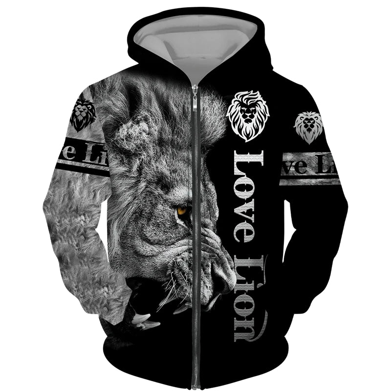 Winter 3D Lion Sweatshirt Set 2 pieces American & European style