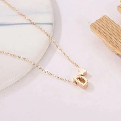 Fashion Tiny Heart Dainty Initial Necklace Gold Silver Color Letter Name Gifts