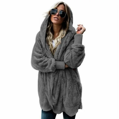 Winter 2025 Double Fleece Cardigan Jacket Women