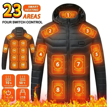 Smart Self-Heating 23 Areas Heated Jacket Men's Winter 2025