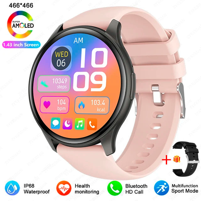 New 2025 Women & men Fashion 1.43 inches Bluetooth Call Smartwatch  AMOLED 466*466 HD Pixel Display Smart watches