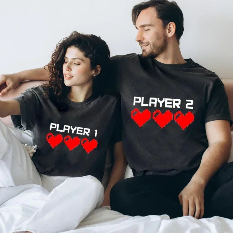 Couple T Shirt Funny Matching Lovers T- Shirt Women Man Summer Couples Streetwear