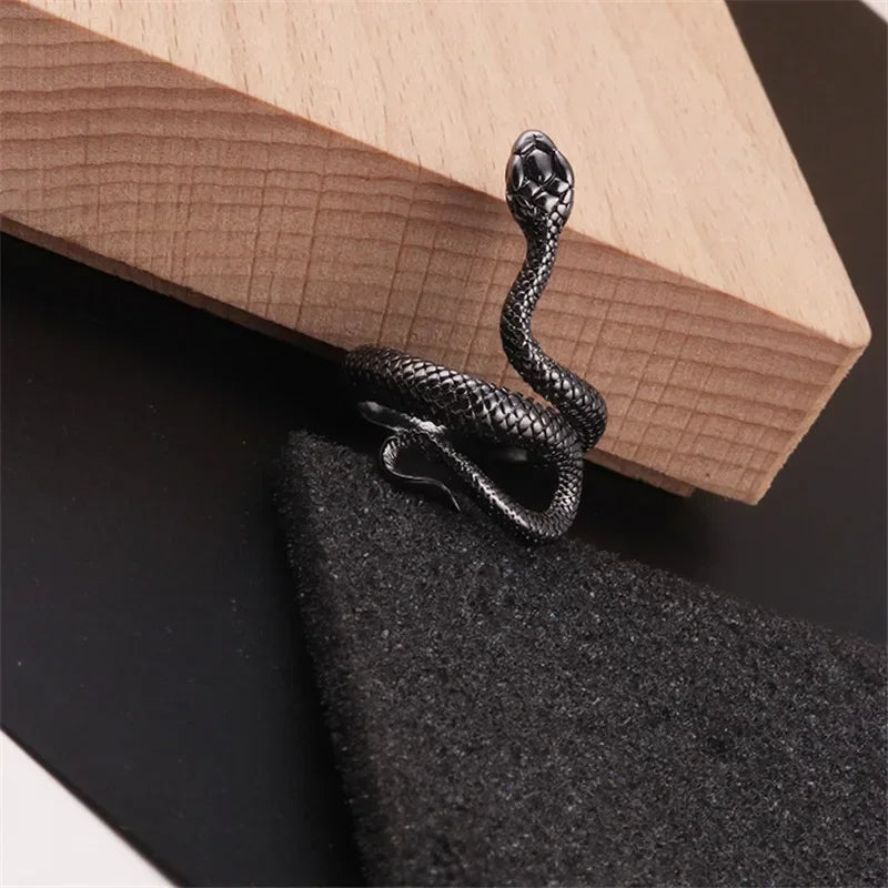 Fashion Retro Exaggerated Spirit Snake Ring Punk Adjustable Opening Snake-shaped