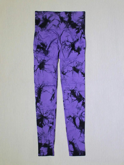 Ladies' Seamless Tie-Dye Scrunch Yoga Leggings: High-Waisted Workout Sports Pants