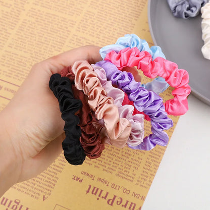 Colorful Satin Silk Scrunchies - 10pcs