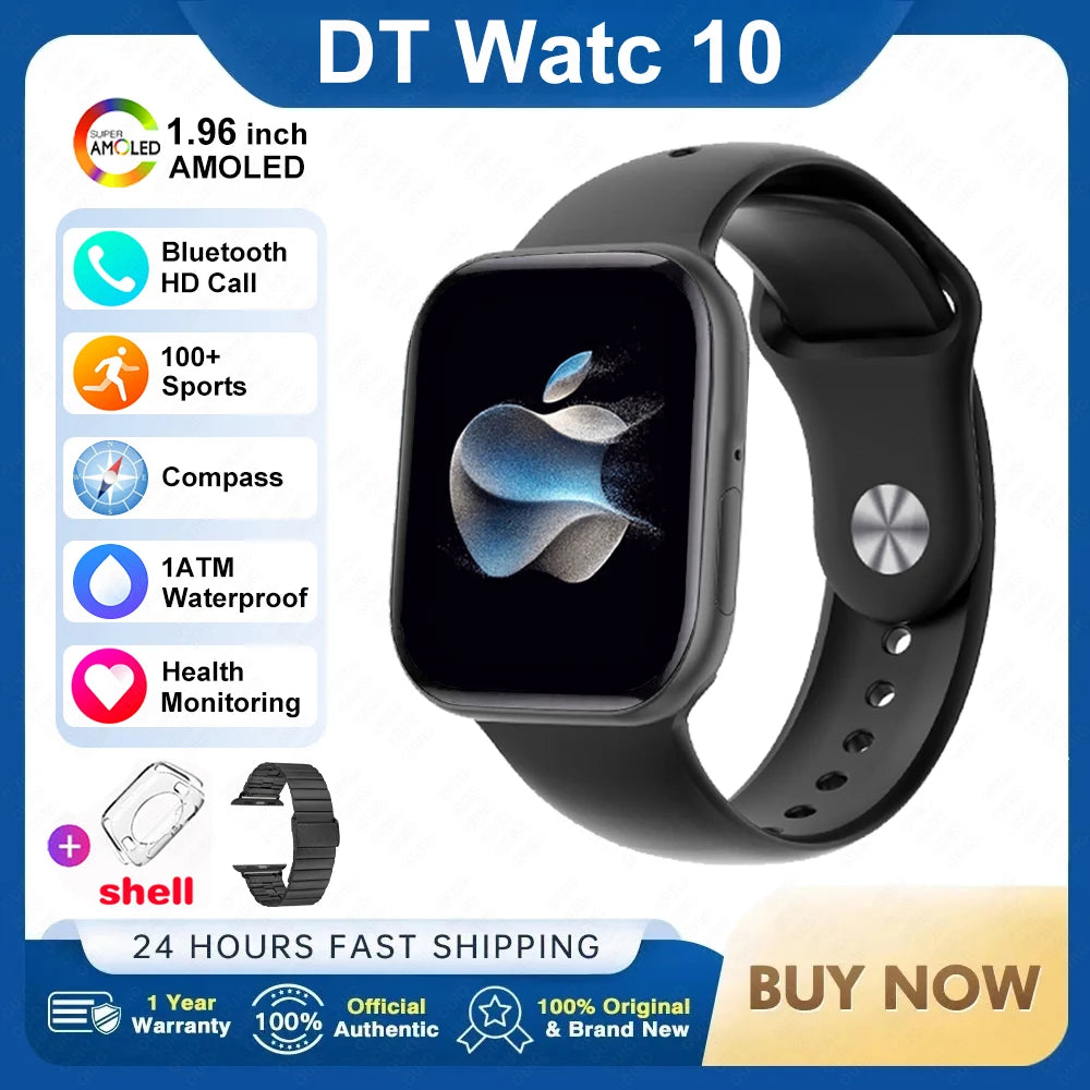 New For Apple 2025 DT Watch 10 Smart Watch Men HD AMOLED 4GB Memory Music 3D Surround Bluetooth Call Waterproof Smartwatch Woman