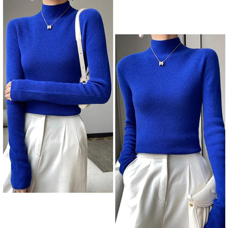 Solid Color Slim Fit Knit Sweater