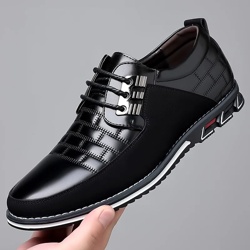 Men Formal Leather Shoes Breathable Driving Flats Spring Walking Office Work Shoes