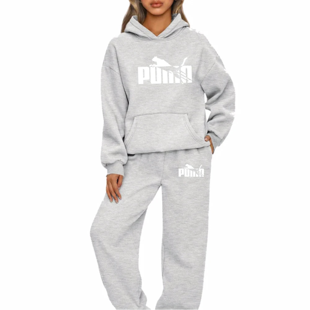 New Autumn Winter Woman Fashion Printing Tracksuit Hoodies+Sweatpants 2-Piece Fashion Causal Jogging sweatshirt Clothes