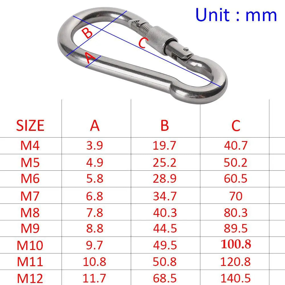 Stainless Steel Carabiner Snap Hook - 1pc