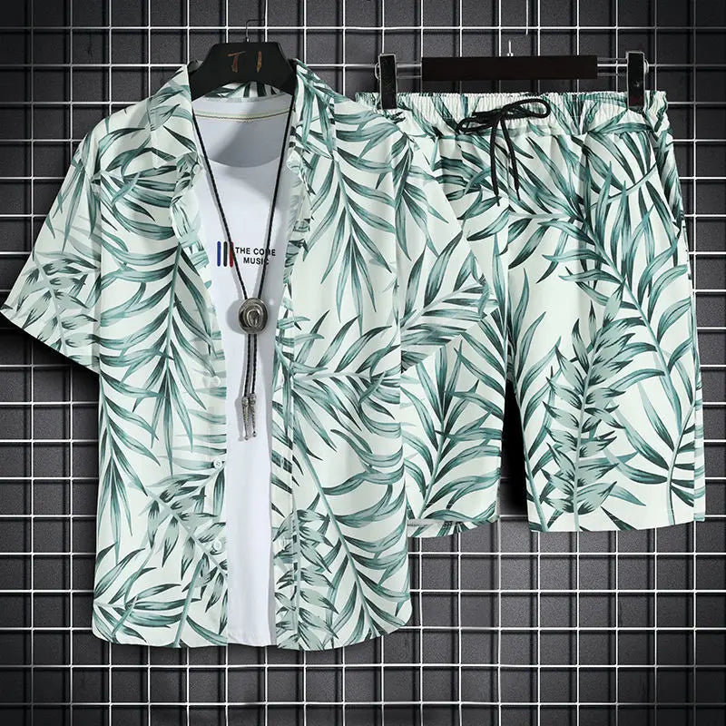 Beach Clothes For Men 2 Piece Set Quick Dry Hawaiian Shirt and Shorts Set Men Fashion Casual Outfits Summer