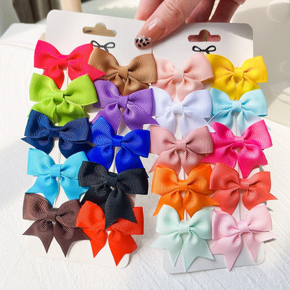 Solid Ribbon Bowknot Hair Clips - 10pcs for Babies