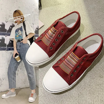 Canvas Flat Shoes Women Low-cut Trainers