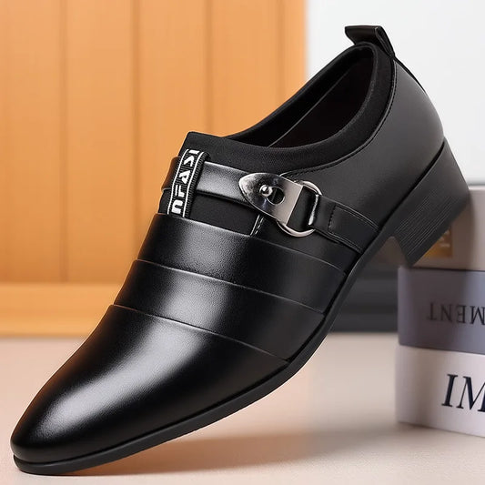 Classic Leather Shoes for Men Slip on Pointed Toe Oxfords Formal Wedding Party