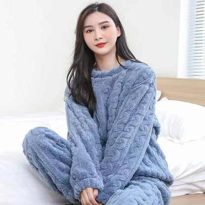 Winter New Couples Pajamas Homewear Suit Men and Women Shu Cotton Fall and Warm Winter Homewear