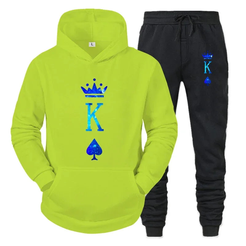 Couple Sportwear Set KING QUEEN Hoodies Two-Piece Lover Hooded Suits