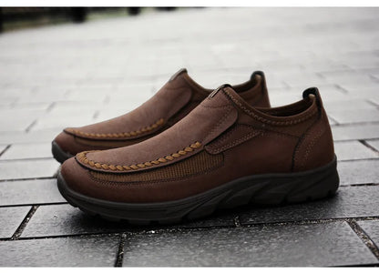 Cross-border autum new men's casual shoes low-top outdoor sports lazy dad shoes large size leather shoes men 0523